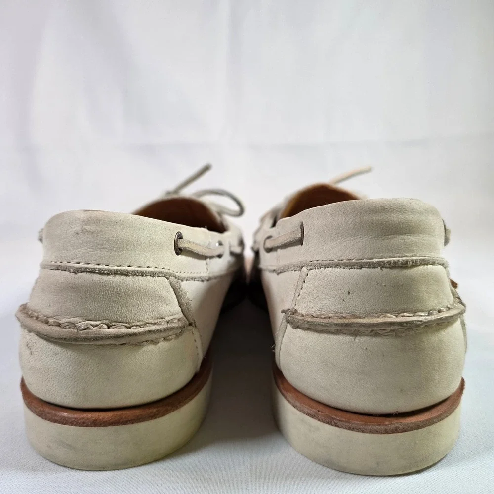 SEBAGO Docksides Men's 10.5M Cream Leather Boat Shoes Preppy Nautical Old Money